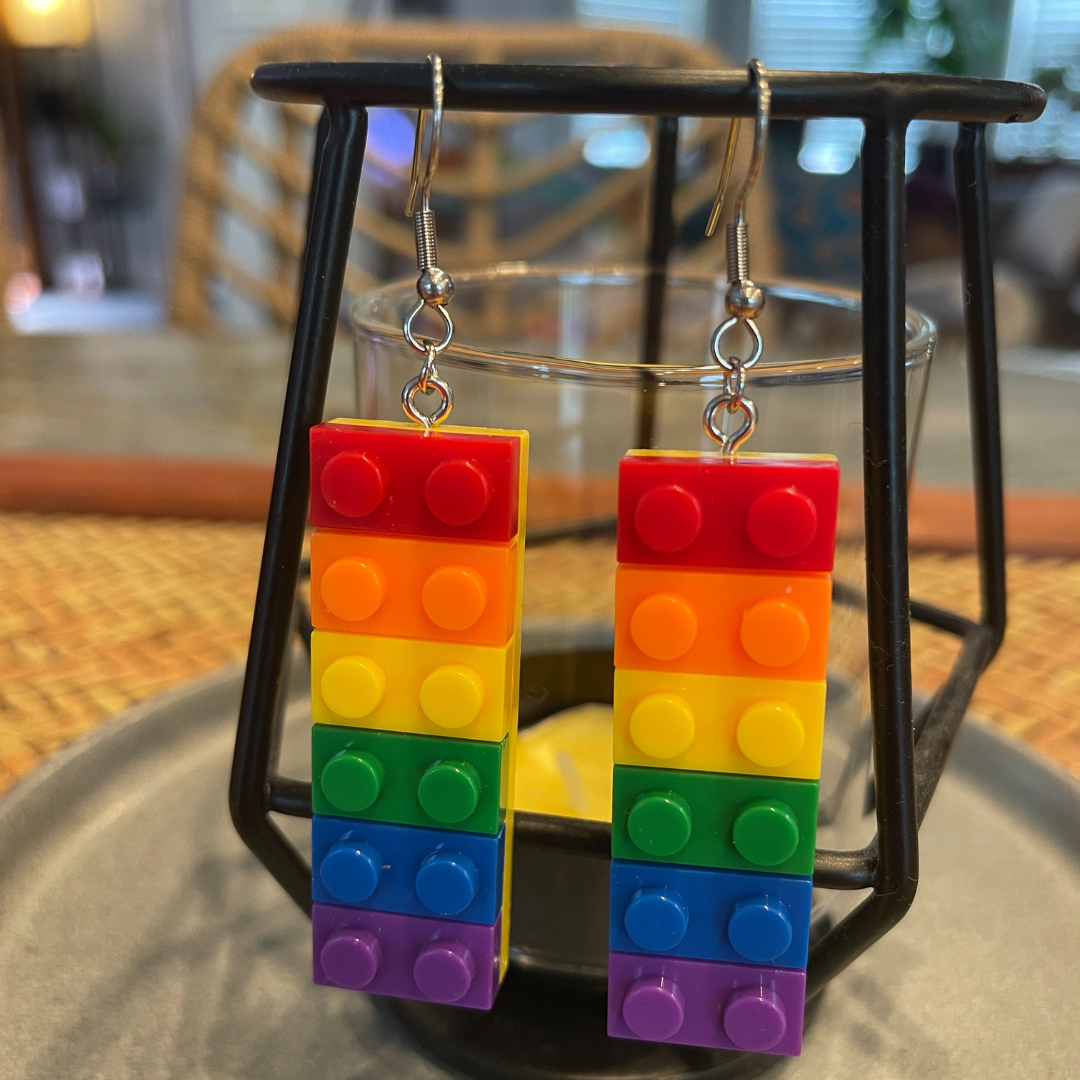 Rainbow Lego Drop Earrings - Syzygy.Boston