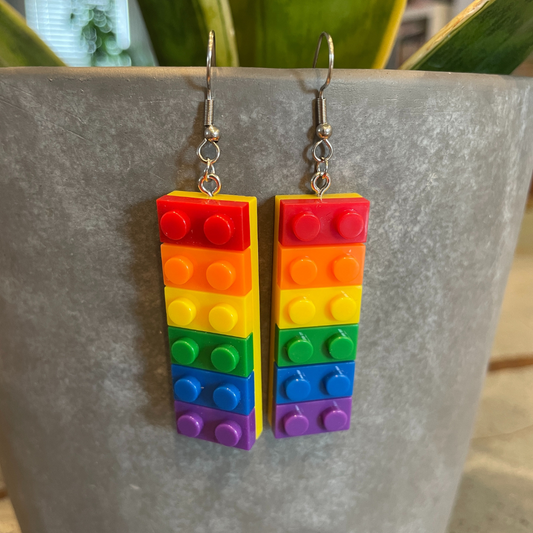 Rainbow Lego Drop Earrings - Syzygy.Boston