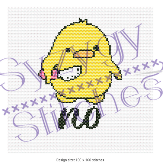 "no" angry ducky Cross Stitch Pattern